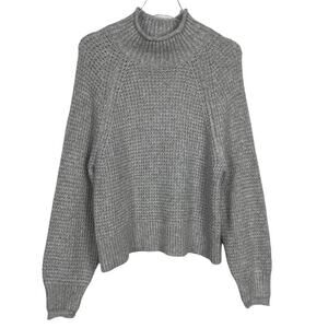 American Eagle Mock Neck Waffle Knit Oversized Sweater Grey Size Medium NWOT